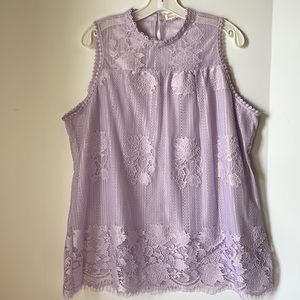 Paper + Tee (from Buckle) Women's 1X Top Blouse Tank  Lace   Sleeveless